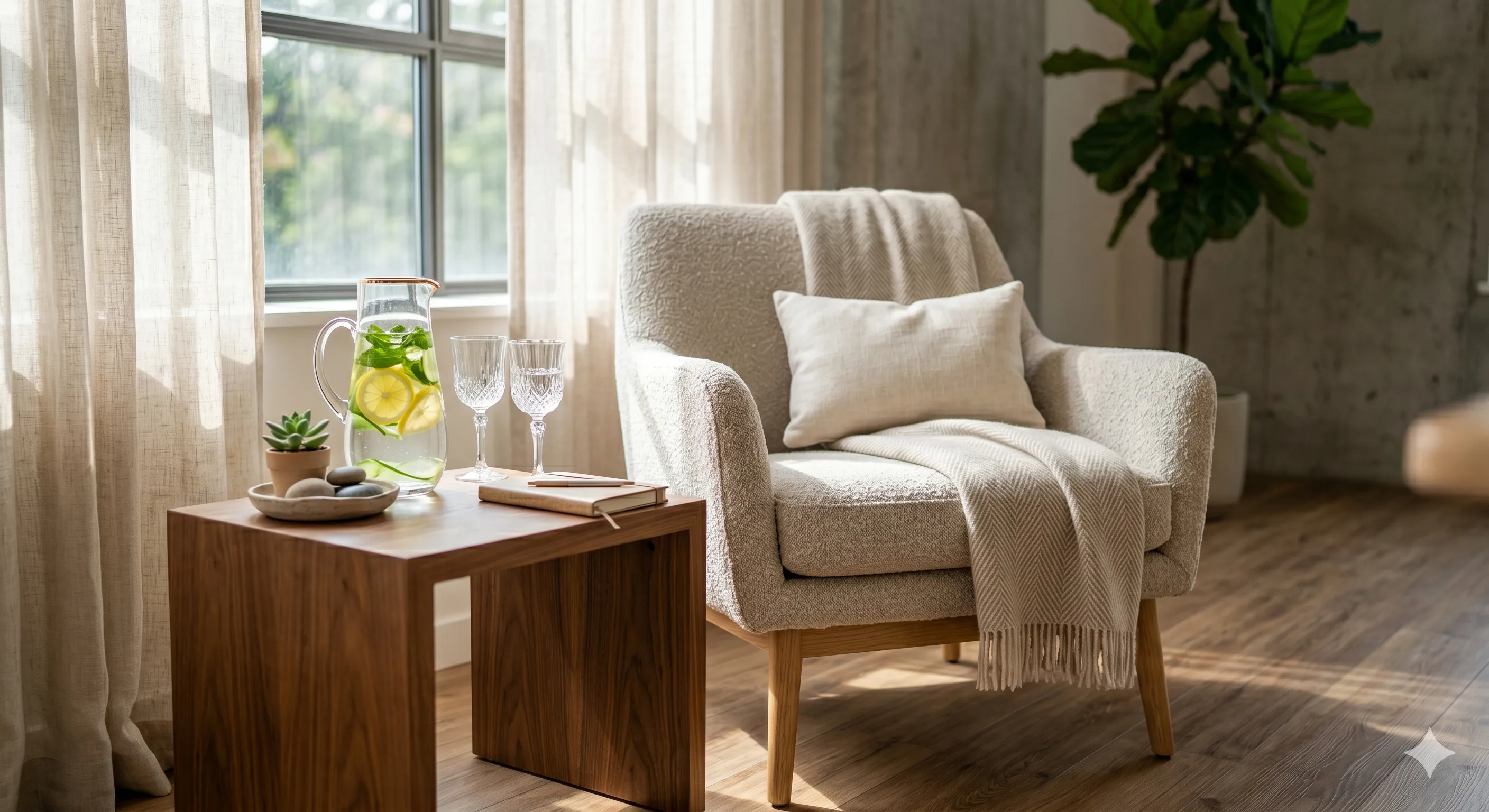 Detalhe do ambiente com materiais naturais